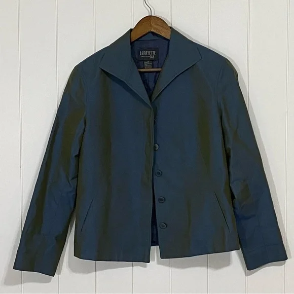 LAFAYETTE 148 New York Vintage Iridescent Silk Blend 2 Piece Suit size 8